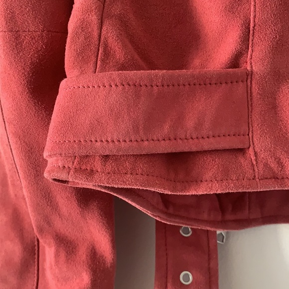 Balfern Suede Biker Jacket In Red - Picture 11 of 11